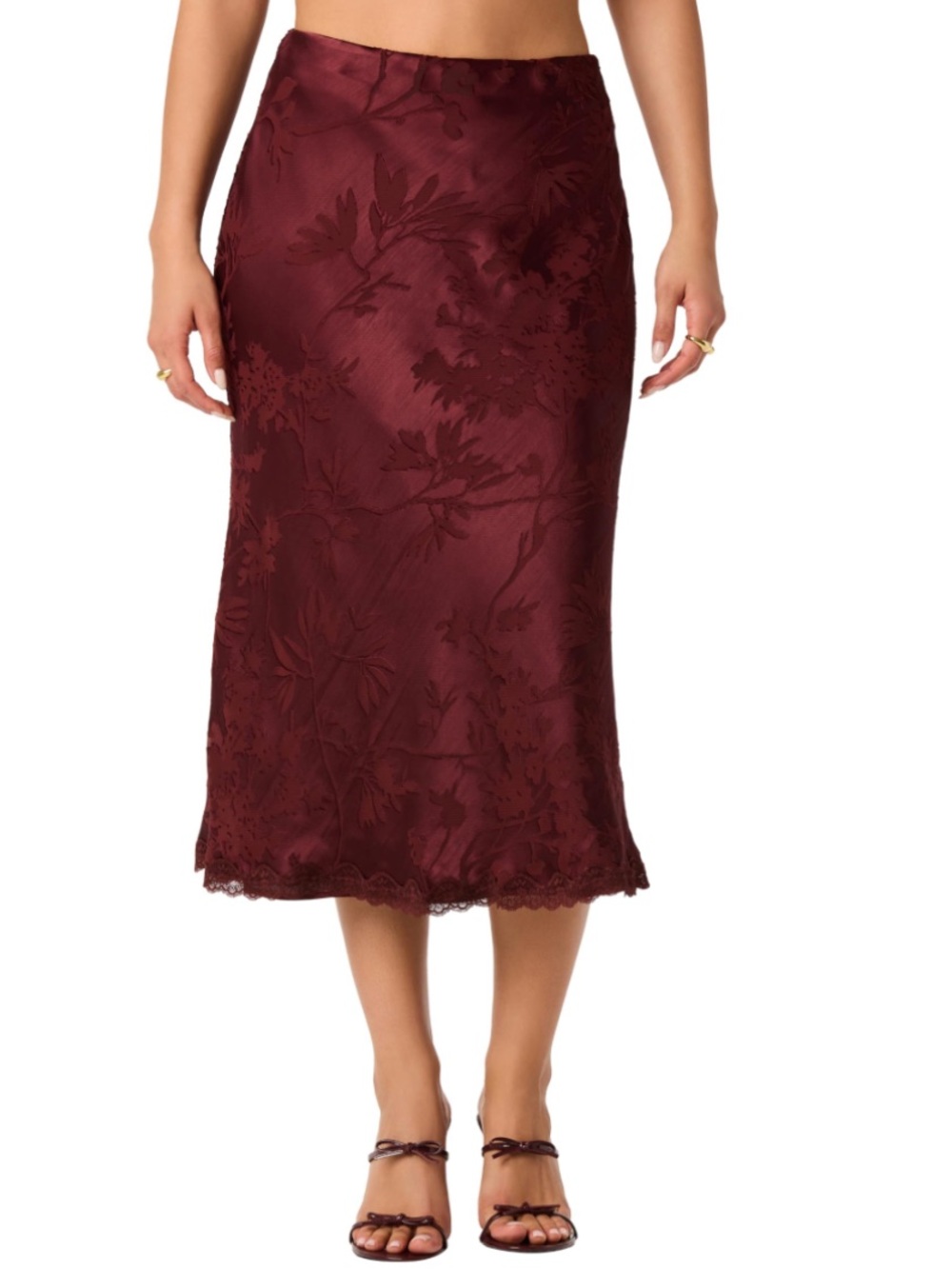 NWT ASTR The Label Women's Windey Satin Midi Skirt